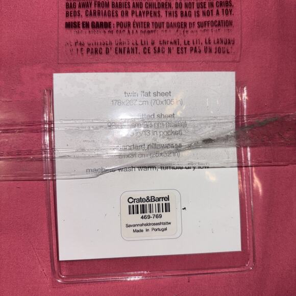 CRATE & BARREL Pink Twin Set BRAND NEW in PACKAGE! - Picture 4 of 4
